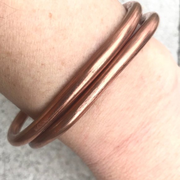 2 Pure Solid Copper Heavy Copper Cuff Bracelets - Picture 8 of 8